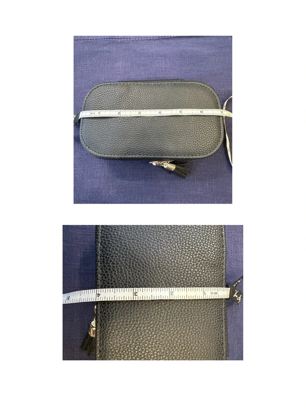 Ruby + Cash Black Pebbled Jewelry Travel Case with Gold Tassel Zippers